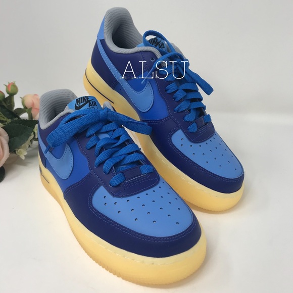 Nike Custom Air Force 1’07 Leather Blue Yellow W - Picture 3 of 8